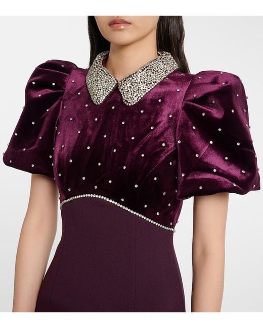 Rebecca Vallance Purple Charles Embellished Velvet Gown