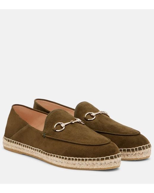 Gucci Brown Espadrilles Horsebit Aus Veloursleder