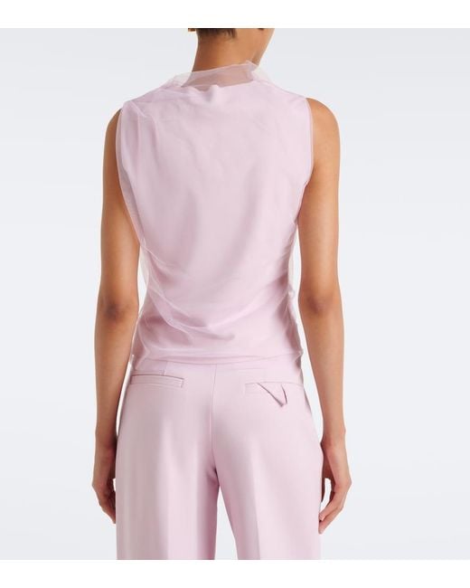 Dorothee Schumacher Pink Layered Draped Jersey And Tulle Top