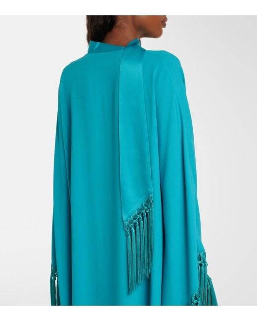 Taller Marmo Blue Cecil Fringed Crepe Cady Kaftan