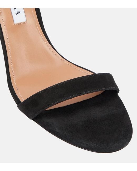 Aquazzura Black So Nude 85 Suede Sandals