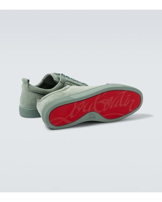 Christian Louboutin Green Louis Junior Orlato Velour Sneakers for men