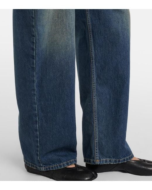 Maison Margiela Blue Distressed Barrel-Leg Jeans