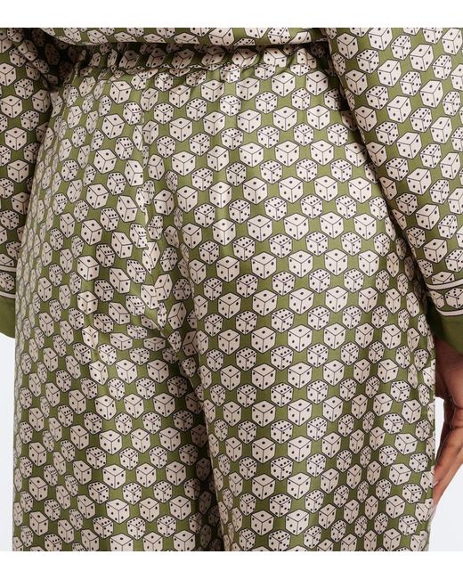 Max Mara Natural Printed Silk Wide-Leg Pants
