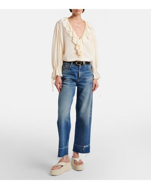 Chloé White Nama Leather Platform Thong Sandals