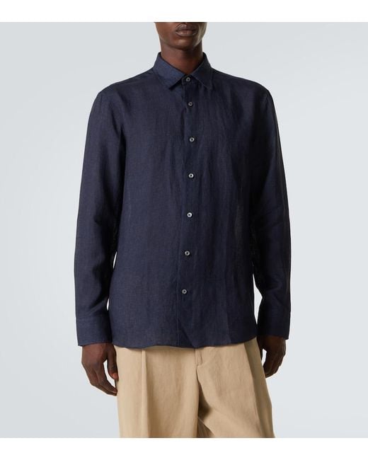 Brioni Blue Linen Shirt for men