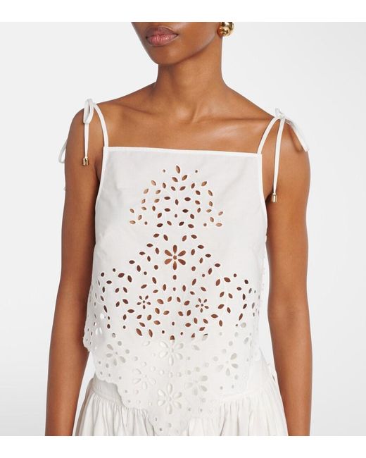 Self-Portrait White Embroidered Cotton Top