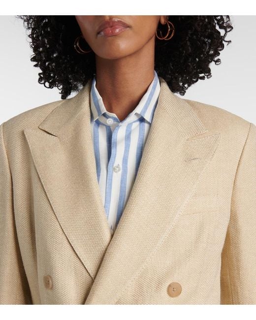Ralph Lauren Natural Vannesa Silk And Linen-Blend Blazer