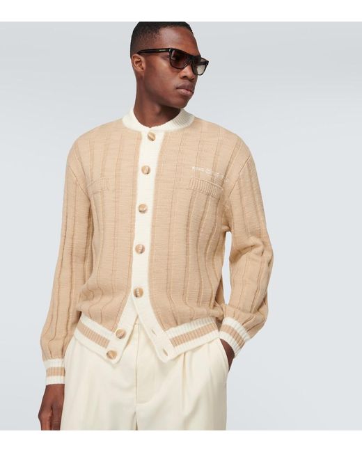 Cardigan de lana a rayas King & Tuckfield de hombre de color Natural