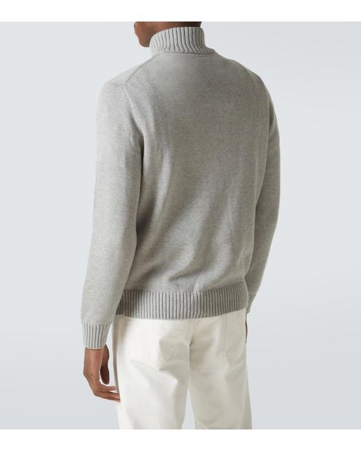 Polo Ralph Lauren Gray Quarter-Zip Cotton Sweater for men