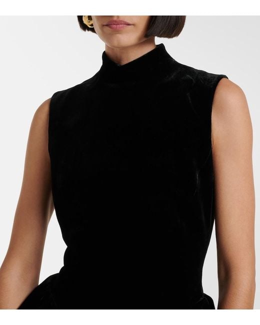 Rasario Black Velvet Midi Dress