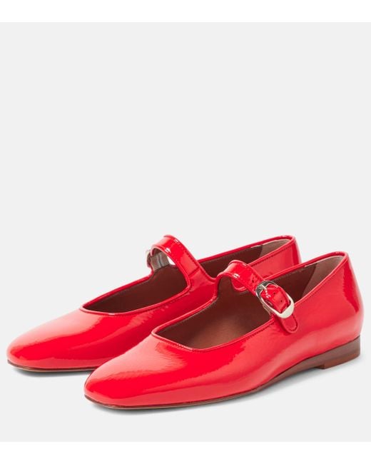 Le Monde Beryl Red Patent Leather Mary Jane Ballet Flats
