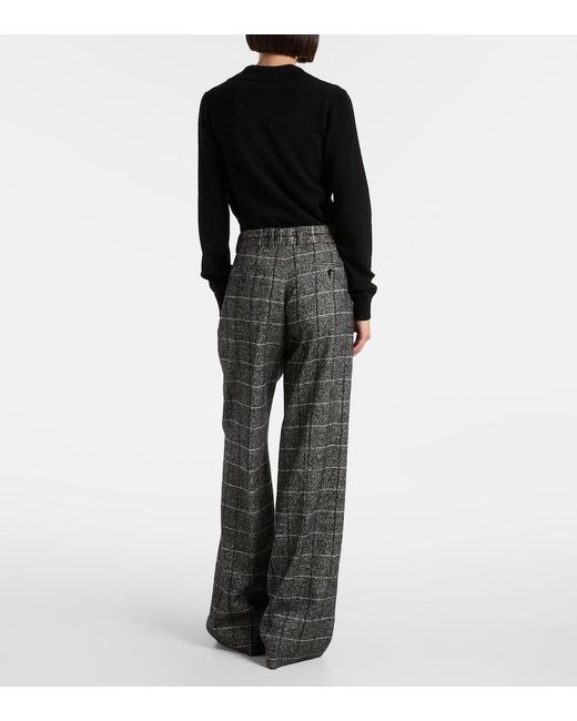 Dolce & Gabbana Gray High-Rise Wool-Blend Wide-Leg Pants