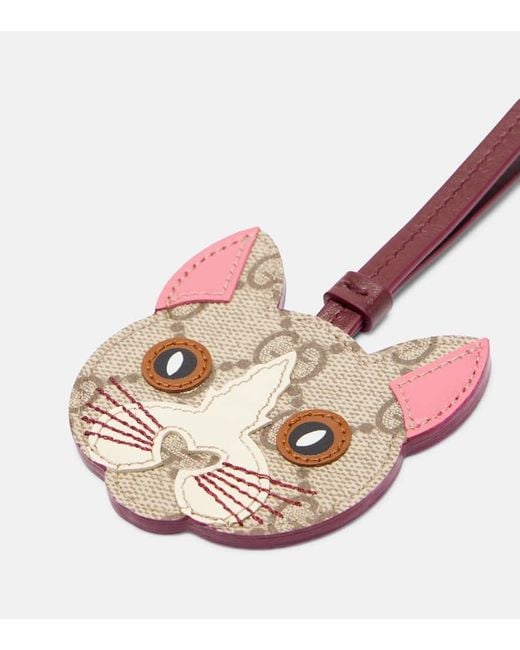 Gucci Pink Taschenanhaenger Gg Aus Canvas Mit Leder