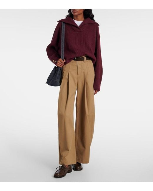 Brunello Cucinelli Red Wool, Cashmere, And Silk Sweater
