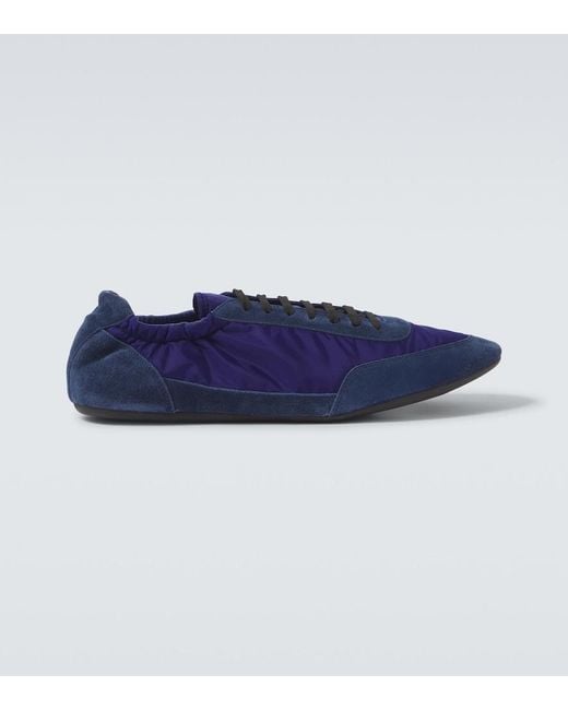 Prada Blue Collapse Re-Nylon And Suede Sneakers for men