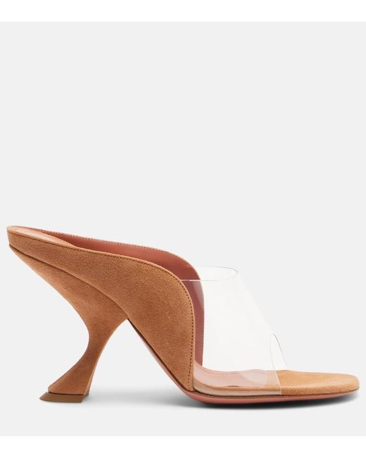 AMINA MUADDI Brown Mackenzie Pvc And Suede Mules