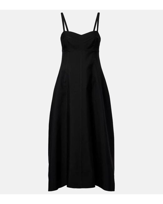 Vestido Midi De Gabardina Jil Sander de color Black