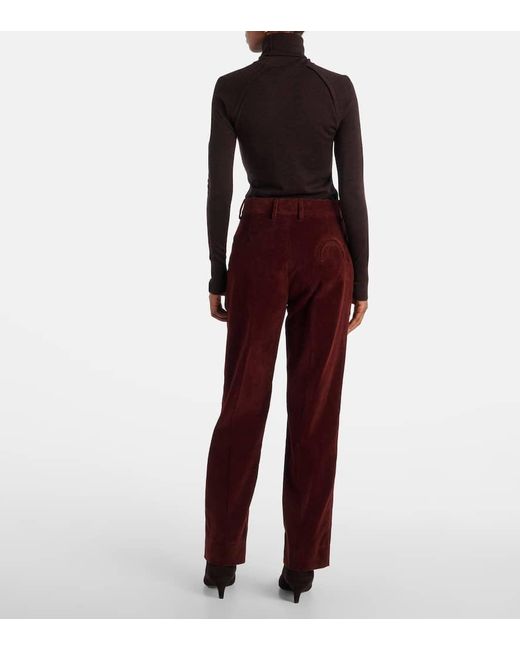 Blazé Milano Red Nana Cotton Corduroy Straight Pants