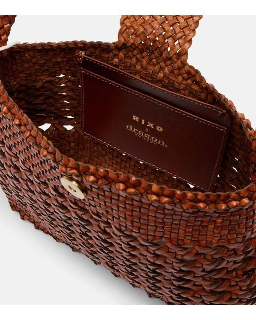 Rixo Brown X Dragon Diffusion Amoria Leather Tote Bag