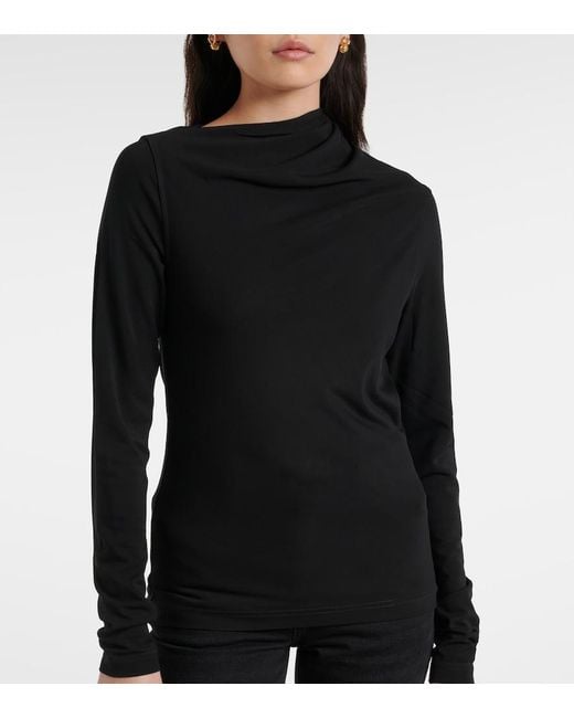Totême Black Draped Jersey Top