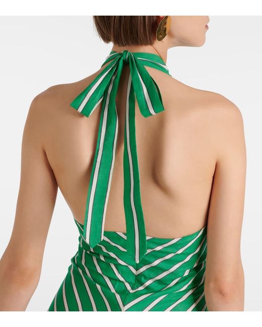 Staud Green Dawn Striped Cotton Poplin Maxi Dress