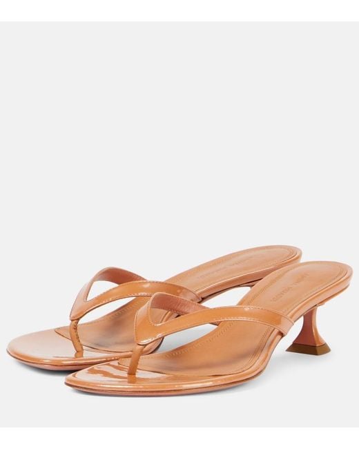 AMINA MUADDI Pink Juliette 45 Patent Leather Thong Sandals