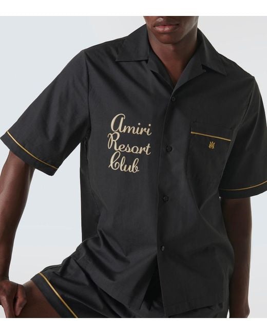 Amiri Black Resort Club Embroidered Shirt for men