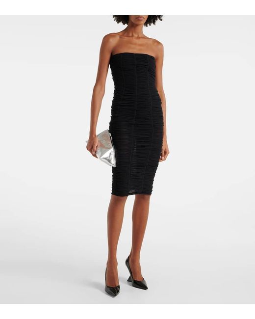 The Attico Black Tulle Bustier Dress