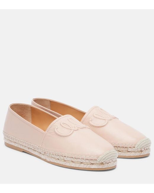 Chloé Pink Isla Logo Leather Espadrilles
