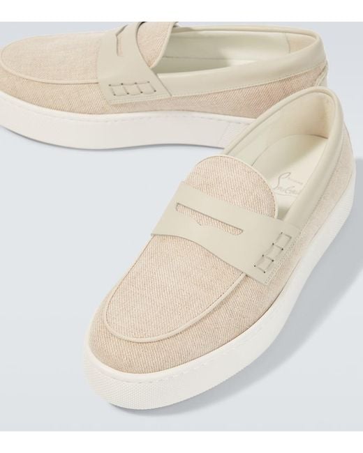 Christian Louboutin Loafers Paqueboat Aus Canvas Und Leder in White für Herren