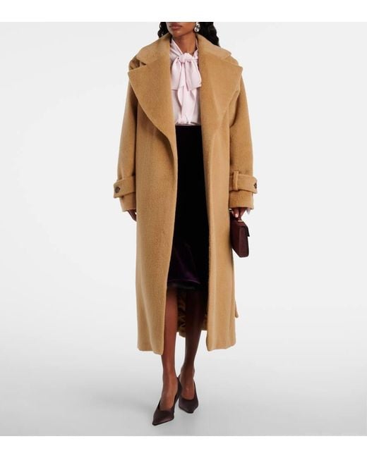 Nina Ricci Natural Belted Alpaca And Wool Wrap Coat
