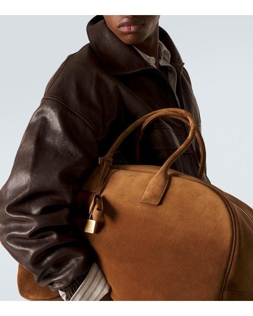 Saint Laurent Weekender Large Aus Veloursleder in Brown für Herren