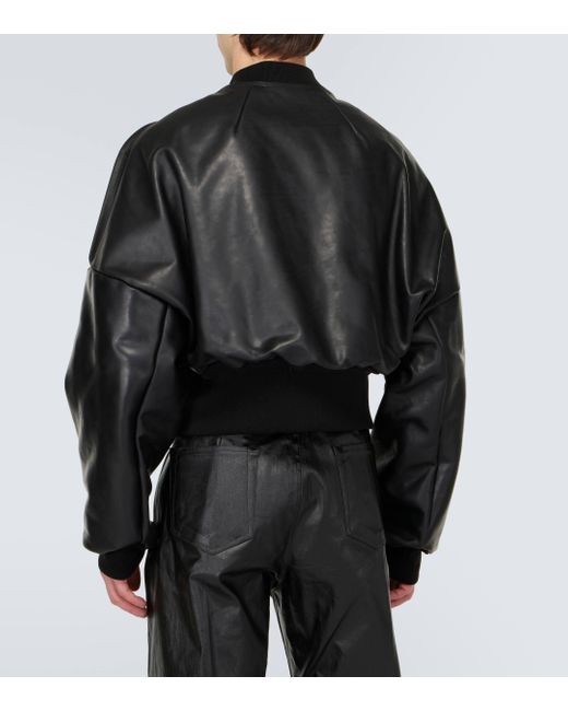 Rick Owens Black Flight Cropped Leather Jacket for men