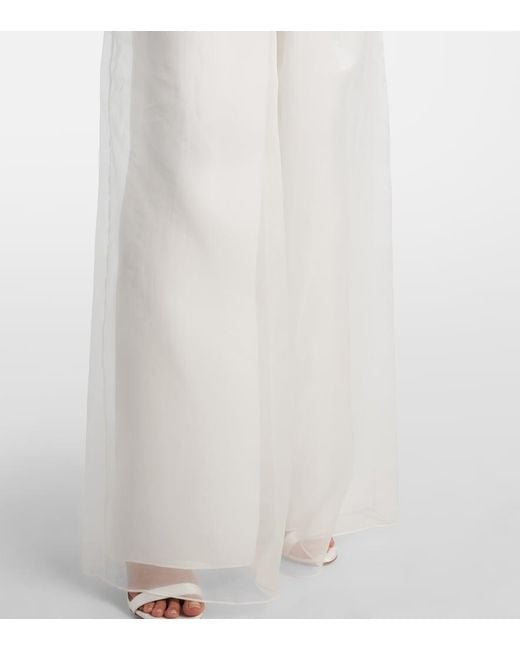 Max Mara White Bridal Tunca Semi-Sheer Silk Jumpsuit