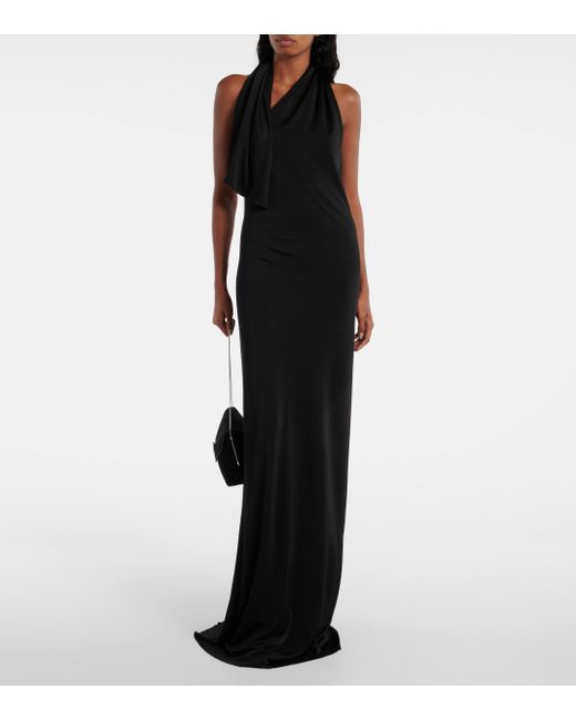 Khaite Black Roza Draped Jersey Gown