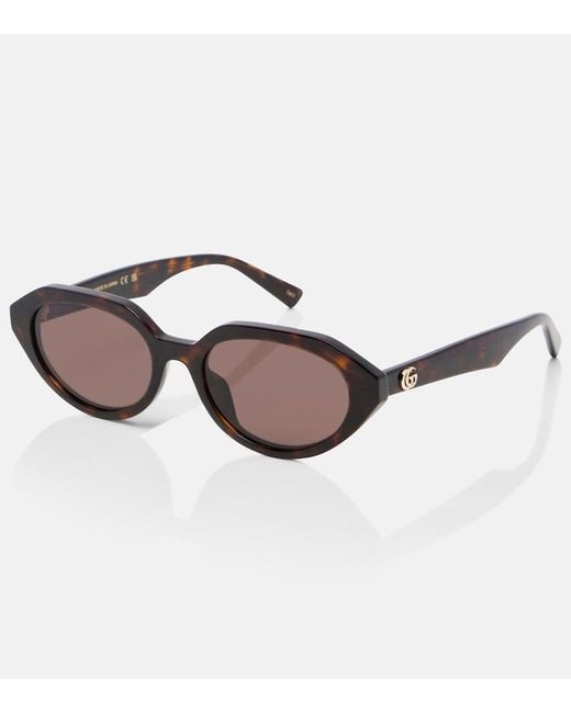 Gucci Brown Double G Oval Sunglasses