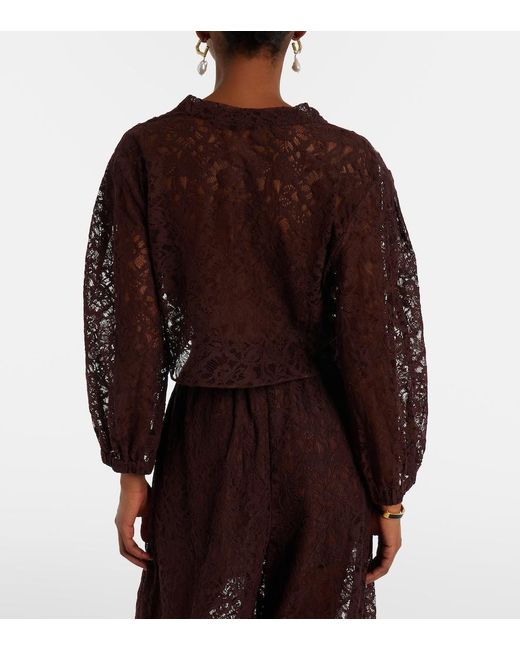Adriana Degreas Black Cotton-Blend Lace Crop Top