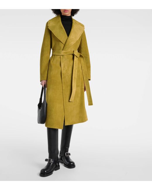 Burberry Yellow Suede Wrap Coat
