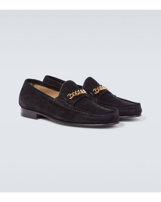 Tom Ford Black York Chain Suede Loafers for men