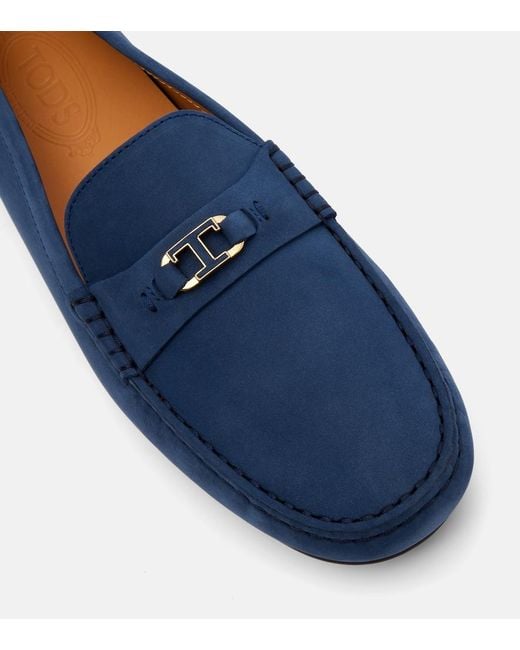 Tod's Blue Suede Loafers