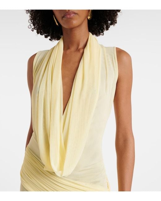 David Koma Yellow Semi-Sheer Gown