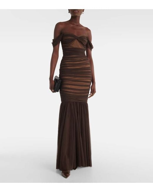 Norma Kamali Brown Robe Walter Aus Mesh