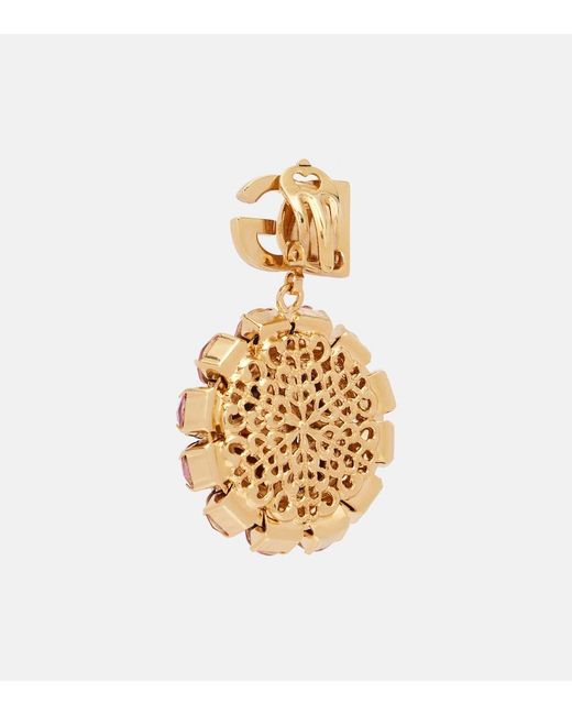 Dolce & Gabbana Pink Re-Edition Dg Embellished Clip-On Earrings