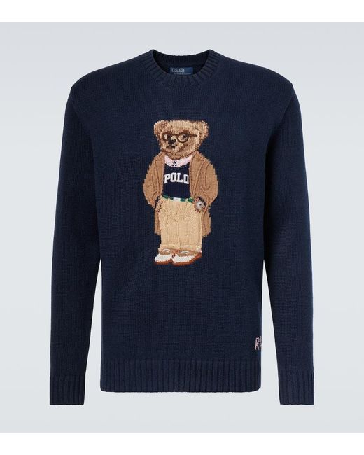 Polo Ralph Lauren Polo Bear Linen And Cotton Sweater in Blue for