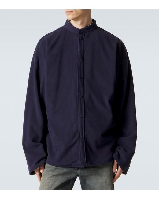 Balenciaga Blue Reversible Flannel And Fleece Shirt for men