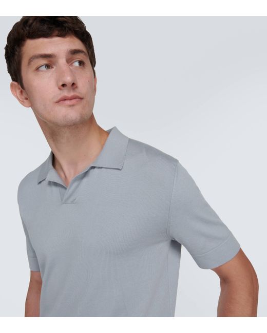 Brioni Gray Cotton And Silk Polo Shirt for men