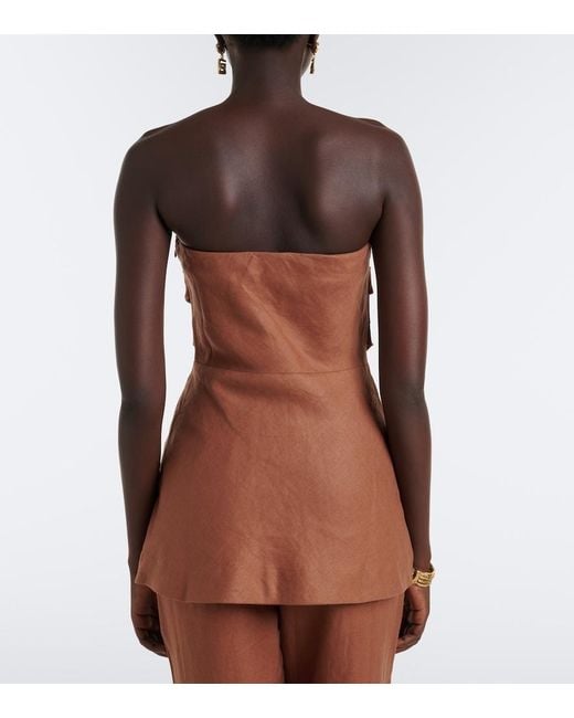 Faithfull The Brand Brown Salina Linen Top