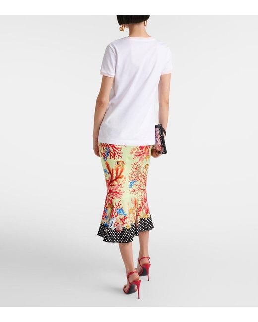 Dolce & Gabbana White Capri Printed Cotton Jersey T-Shirt
