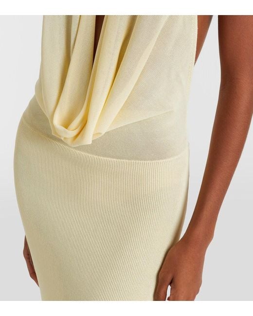 AYA MUSE White Draped Jersey Gown